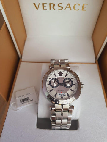 Versace Men’s Quartz Swiss Made Stainless Steel White Dial 45mm Watch VBR040017